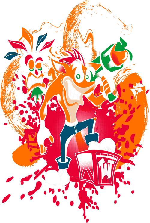 Crash Bandicoot T-shirt Qwertee - Illustration Clipart (500x741), Png Download