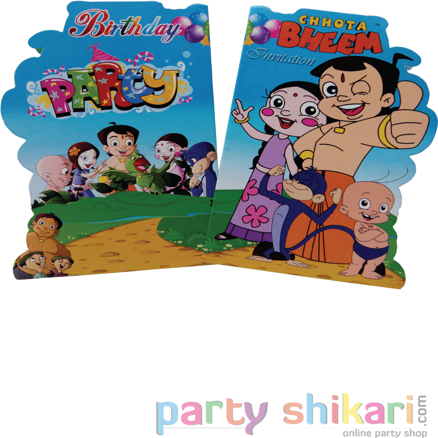 Chota Bheem Theme Birthday Invitation Cards Clipart (900x1000), Png Download
