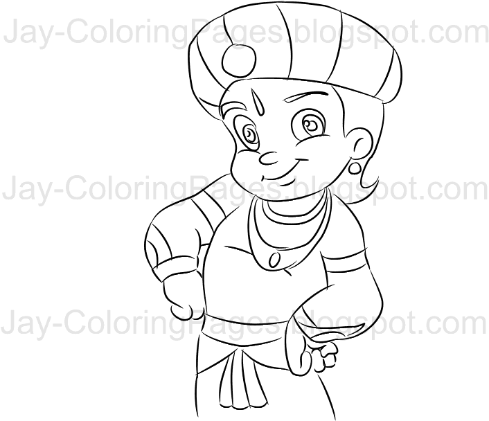 Download Chota Bheem Coloring Page Line Art By Jay - Drawing Of Cartoon