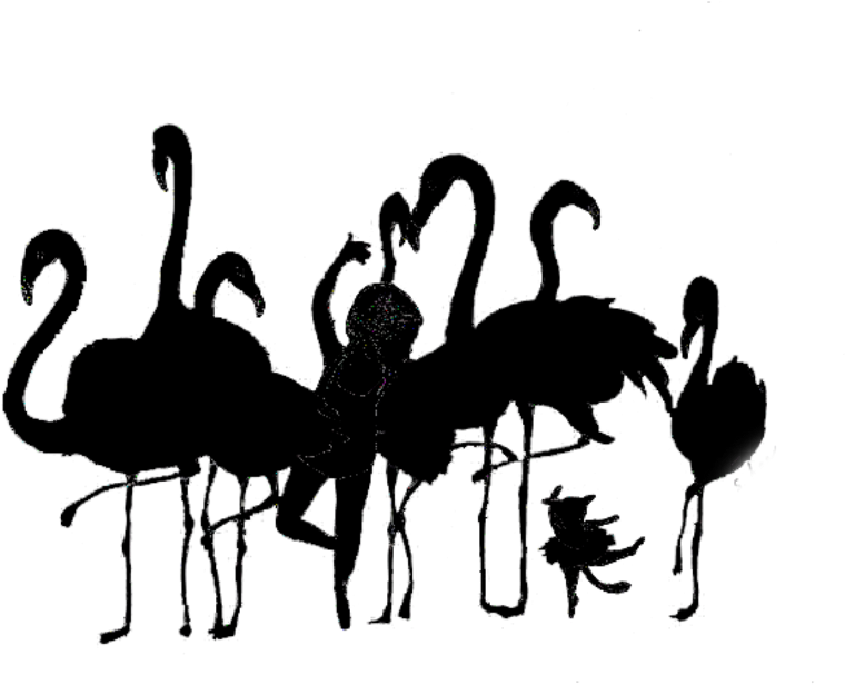Silhouette Flamingos Ftestickers - Flock Clipart (760x616), Png Download
