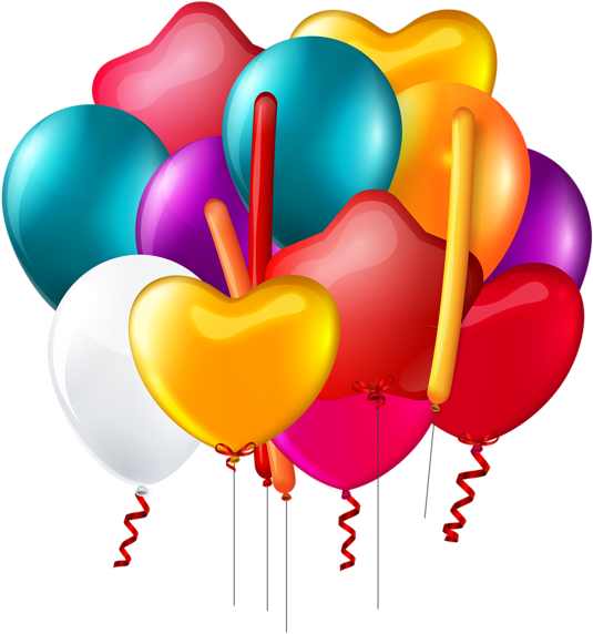 Balloons Bunch Transparent Png Clip Art Image - Transparent Background Birthday Balloons Clipart (564x600), Png Download