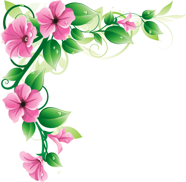 Flowers Borders Png Transparent Flowers Borders Png - Pink Flower Border Png Clipart (640x628), Png Download