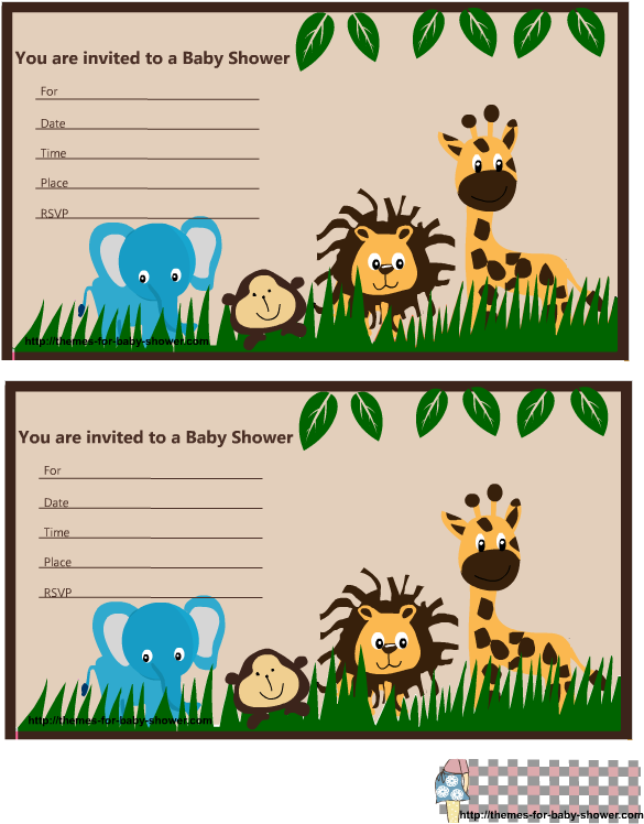 Tarjeta De Baby Shower De Animalitos De La Selva Clipart (612x792), Png Download