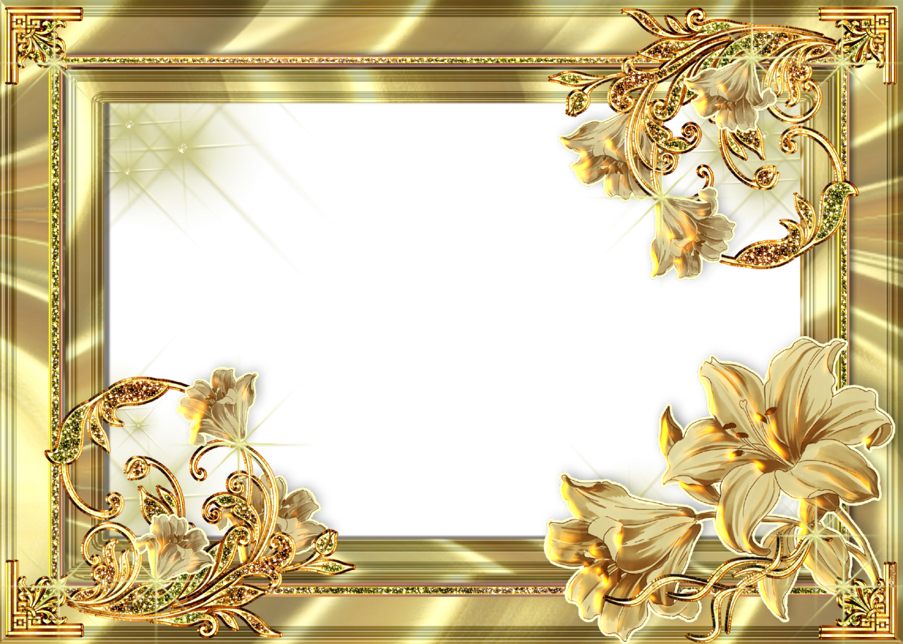Golden Floral Border Png Transparent Image Clipart (1024x731), Png Download