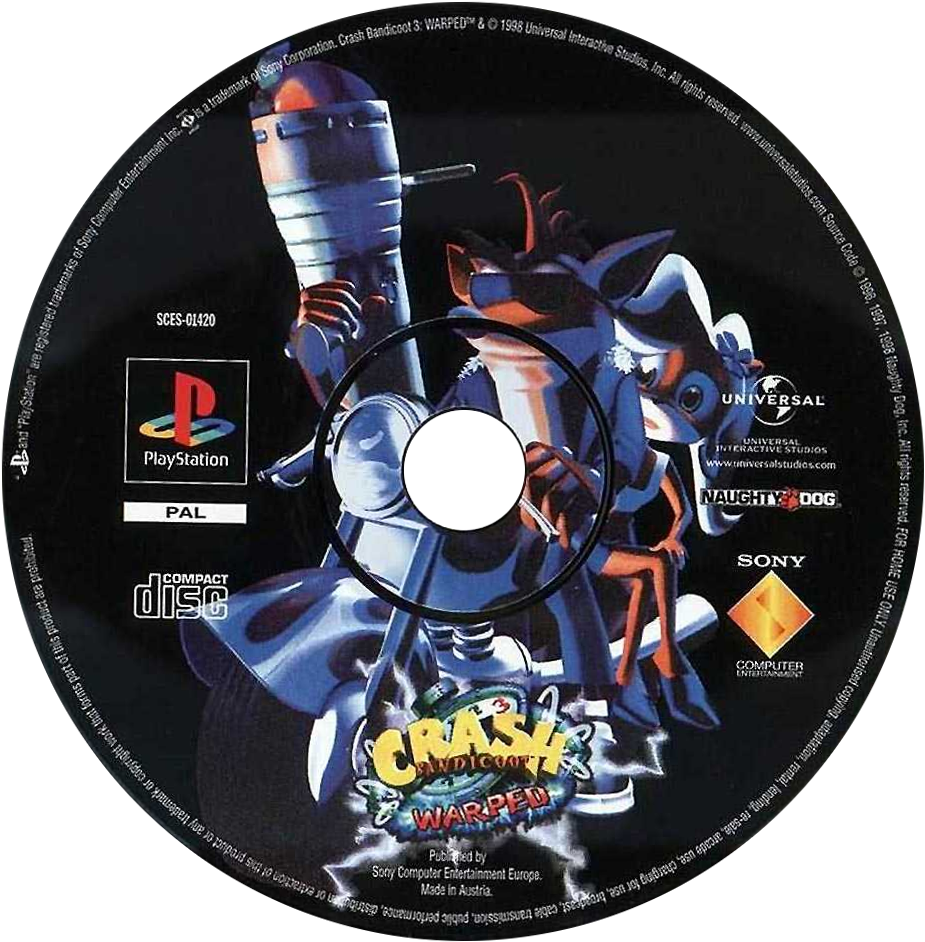 Crash Bandicoot - Crash Bandicoot 3 Ps1 Cd Clipart (950x950), Png Download