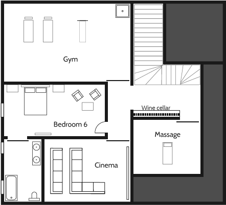 Chalet Baloo Lower Ground Floor - Floor Plan Clipart (1280x480), Png Download