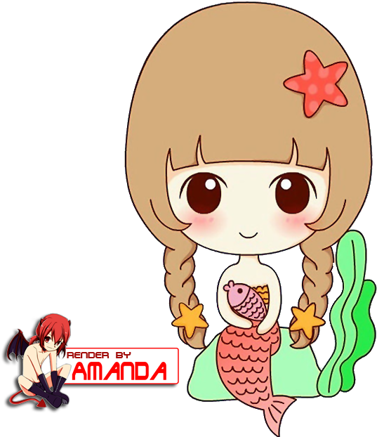 Png Render Chibi Mermaid By Amanda1810-d6bmhf0 - Song Ngư Mơ Mộng Clipart (580x638), Png Download