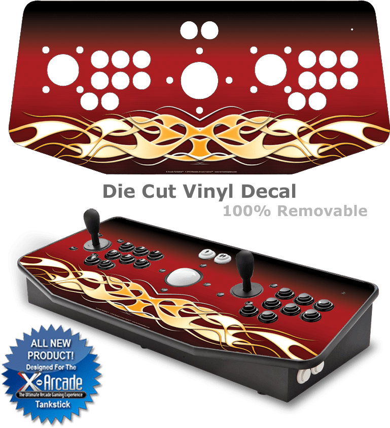 Gold Flames X-arcade Tankstick Graphic Overlay - Mortal Kombat X Arcade Controls Clipart (769x844), Png Download