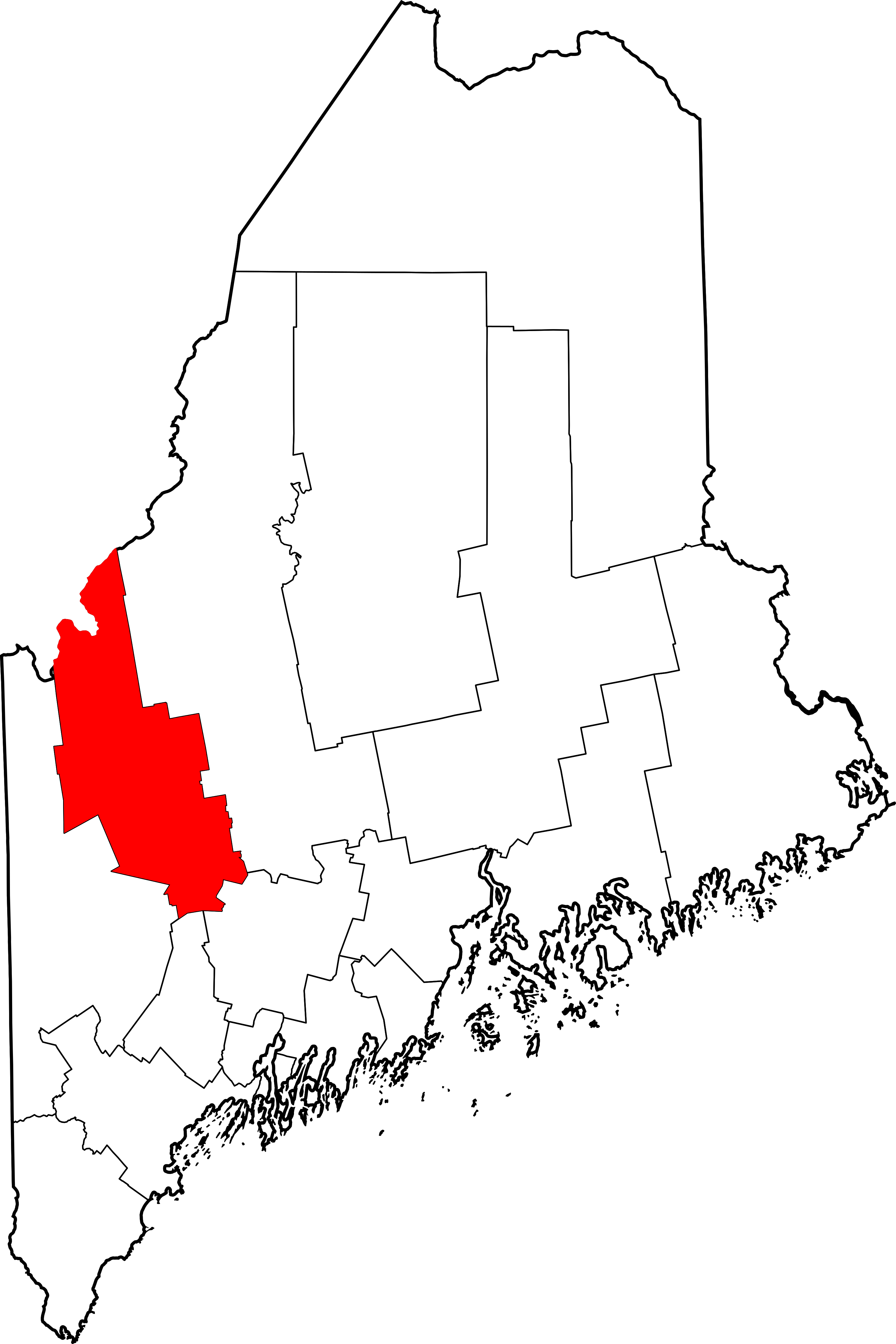 Map Of Maine Highlighting Franklin County - Franklin County Maine Clipart (3252x4876), Png Download