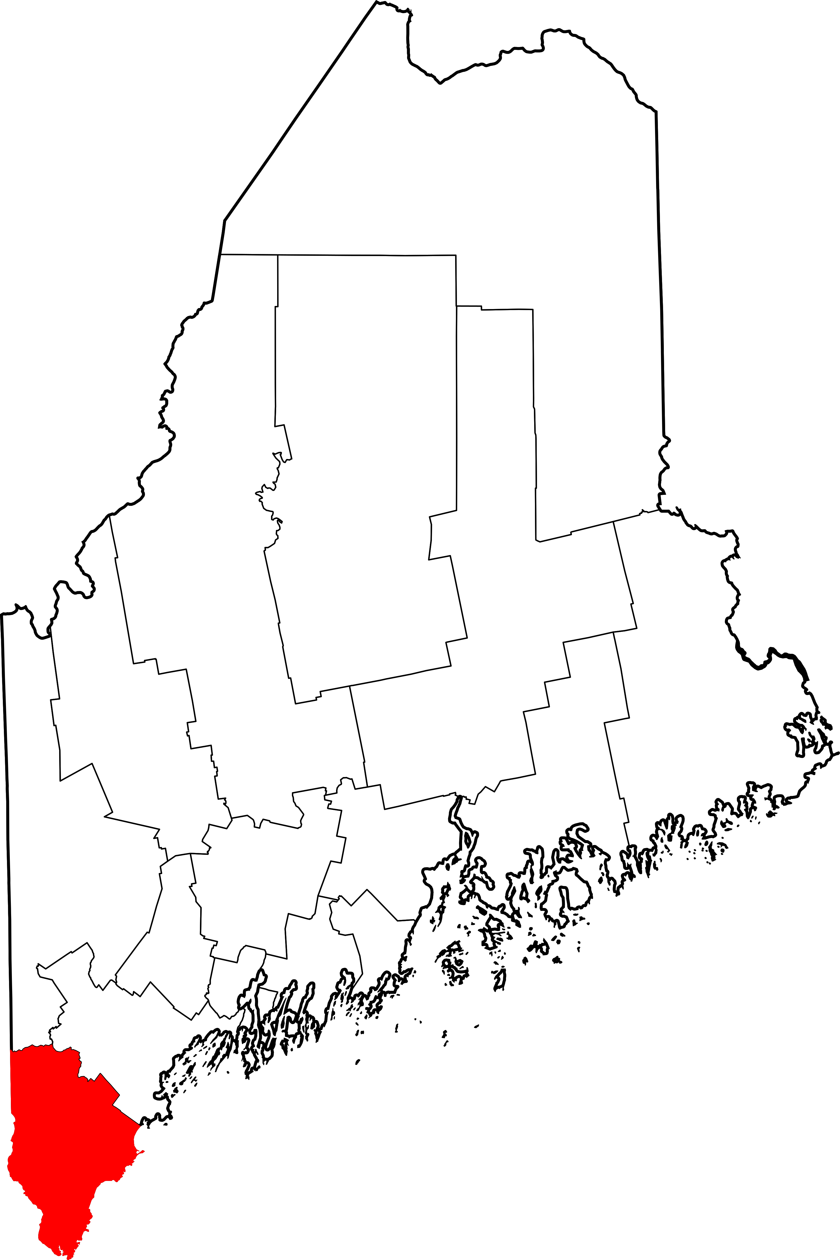 Map Of Maine Highlighting York County - York County Maine Outline Clipart (3252x4876), Png Download