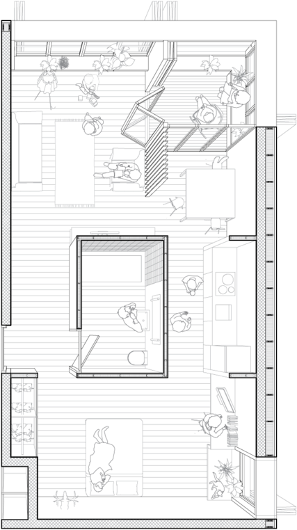 Persp Sect Plan Ep 575 Bowiso 1 - Top View Architecture Drawing Clipart (500x875), Png Download