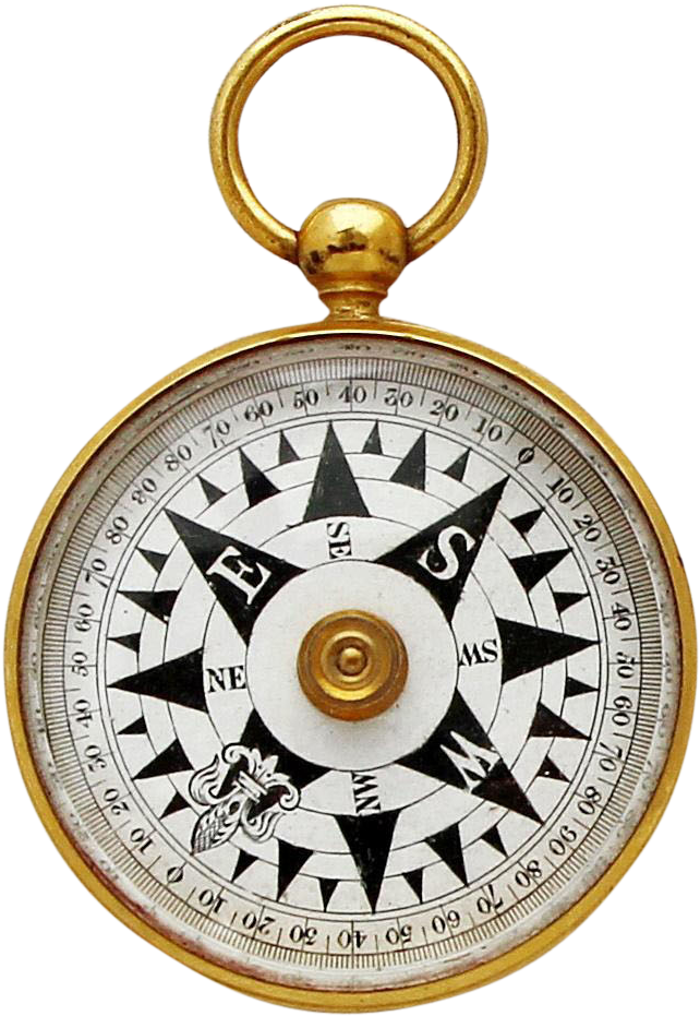 1880s Antique Victorian Pocket Compass In Original - Victorian Era Compass Clipart (930x930), Png Download