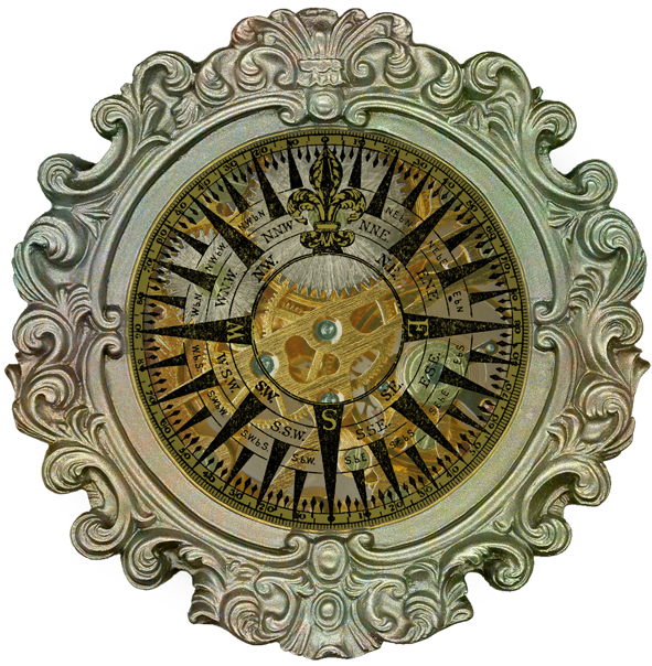 Vintage Compass - Round Photo Frame Png Clipart (600x603), Png Download