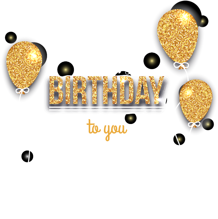 #happybirthday #birthday #balloons #golden #black #commemoration - Happy Birthday Text Png Clipart (763x710), Png Download