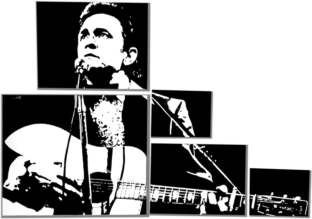 Johnny Cash School Glue Painting By Pasted Energy Studio - Illustration Clipart (1059x743), Png Download