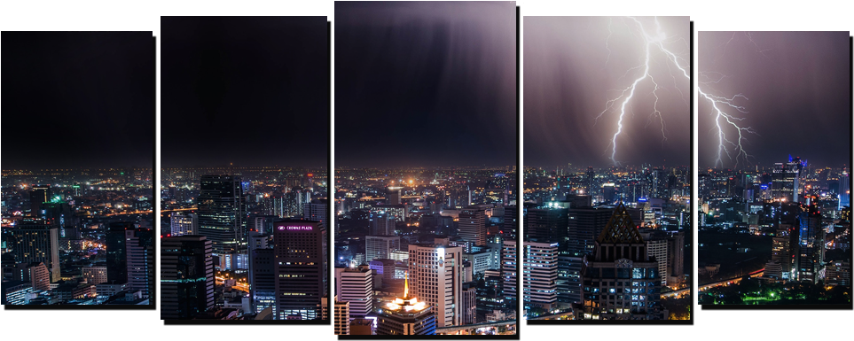 Skylines Canvases - Lightning Clipart (1000x400), Png Download