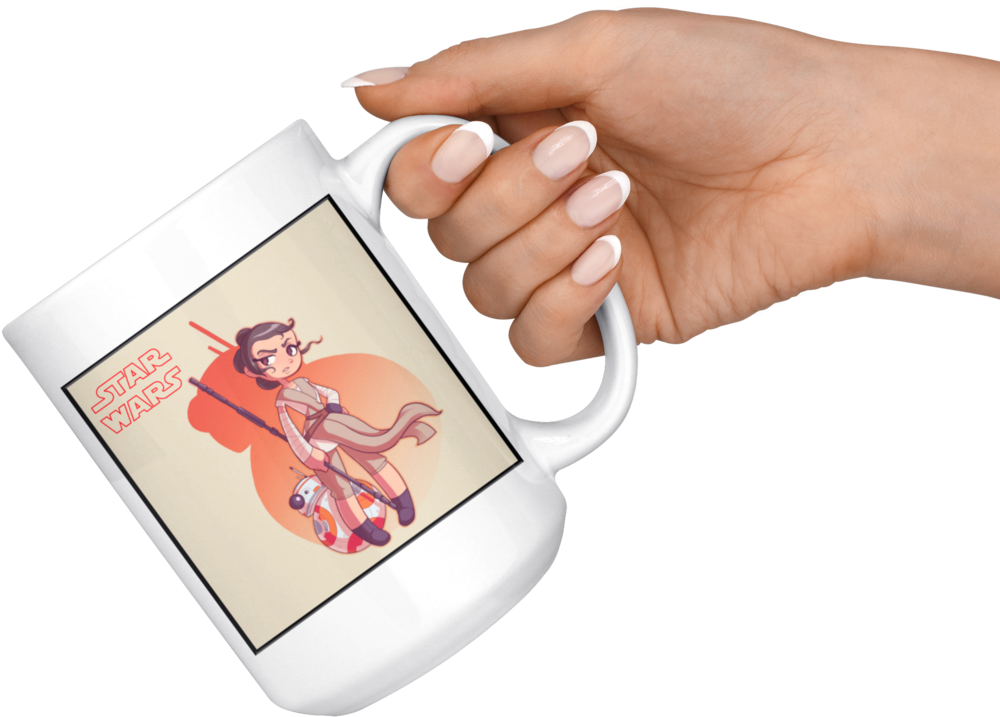 Rey And Bb8 Chibi Star Wars Mug - Mug Clipart (1024x1024), Png Download