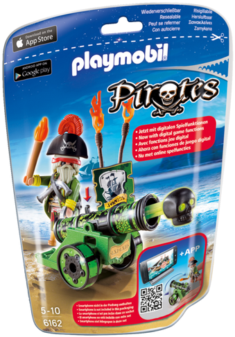 Green Interactive Cannon With Pirate Captain - Playmobil 6162 Clipart (700x490), Png Download