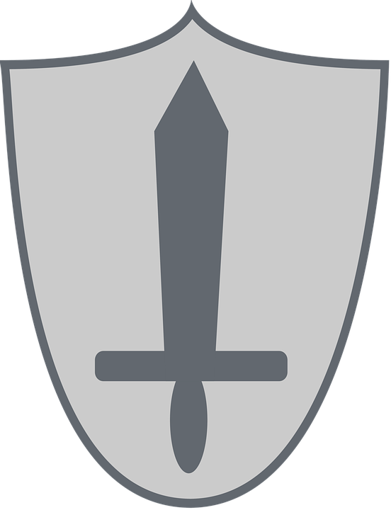 Sword Shield Security Icon Defence - Verteidigung Icon Clipart (552x720), Png Download