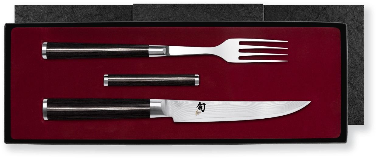 Fork/steak Knife Set With Table Rest - Fork Clipart (1236x522), Png Download