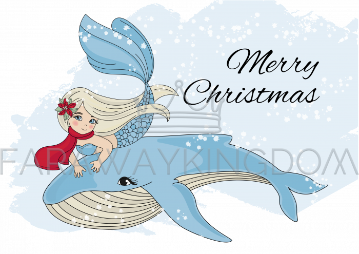 Merry Christmas Vacation Mermaid Vector Illustration - 만화 여자 귀엽다 귀엽다 Png 귀여운 여자 캐릭터 Clipart (700x495), Png Download