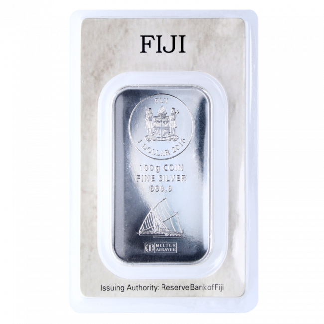 100g Fiji Coin Bar - Silver Clipart (650x650), Png Download