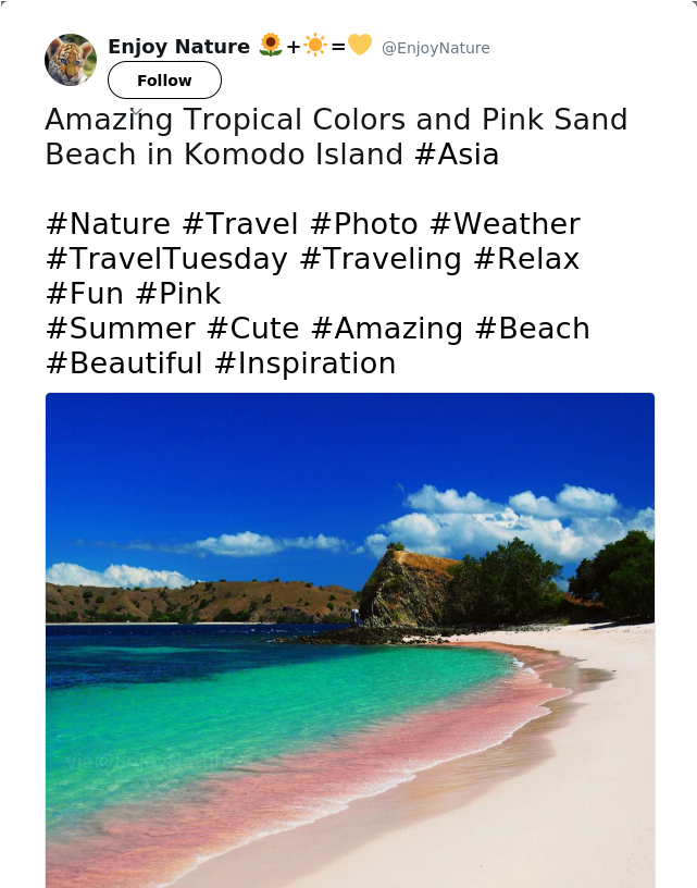 Amazing Tropical Colors And Pink Sand Beach In Komodo - Beach Ridge Clipart (640x1073), Png Download