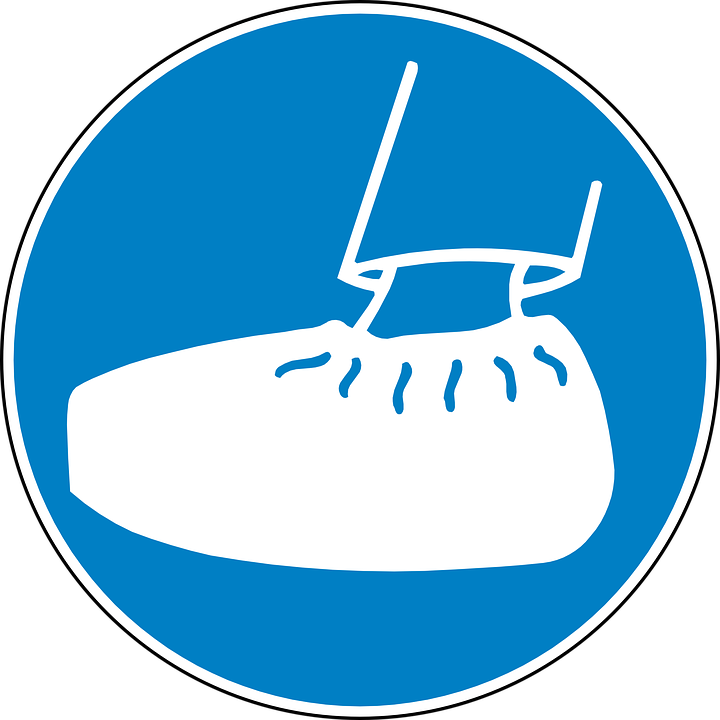Cover Shoes Protection Clean Blue Sign Symbol - Use Shoe Covers Sign Clipart (720x720), Png Download
