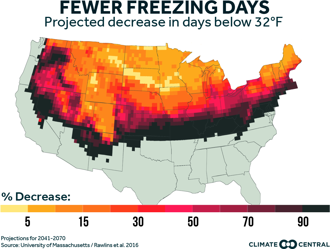 Jpg • Png - Number Of Days Below Freezing Map Clipart (1920x1080), Png Download
