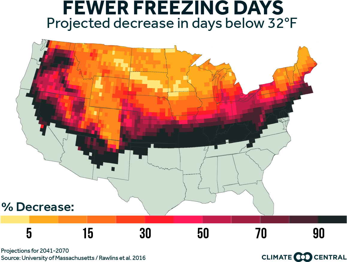 Jpg Png Number Of Days Below Freezing Map Clipart Large Size Png