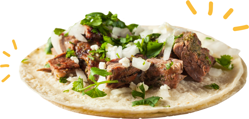 Tacos De Asada Png - Tacos With Onion And Celantro Clipart (857x411), Png Download