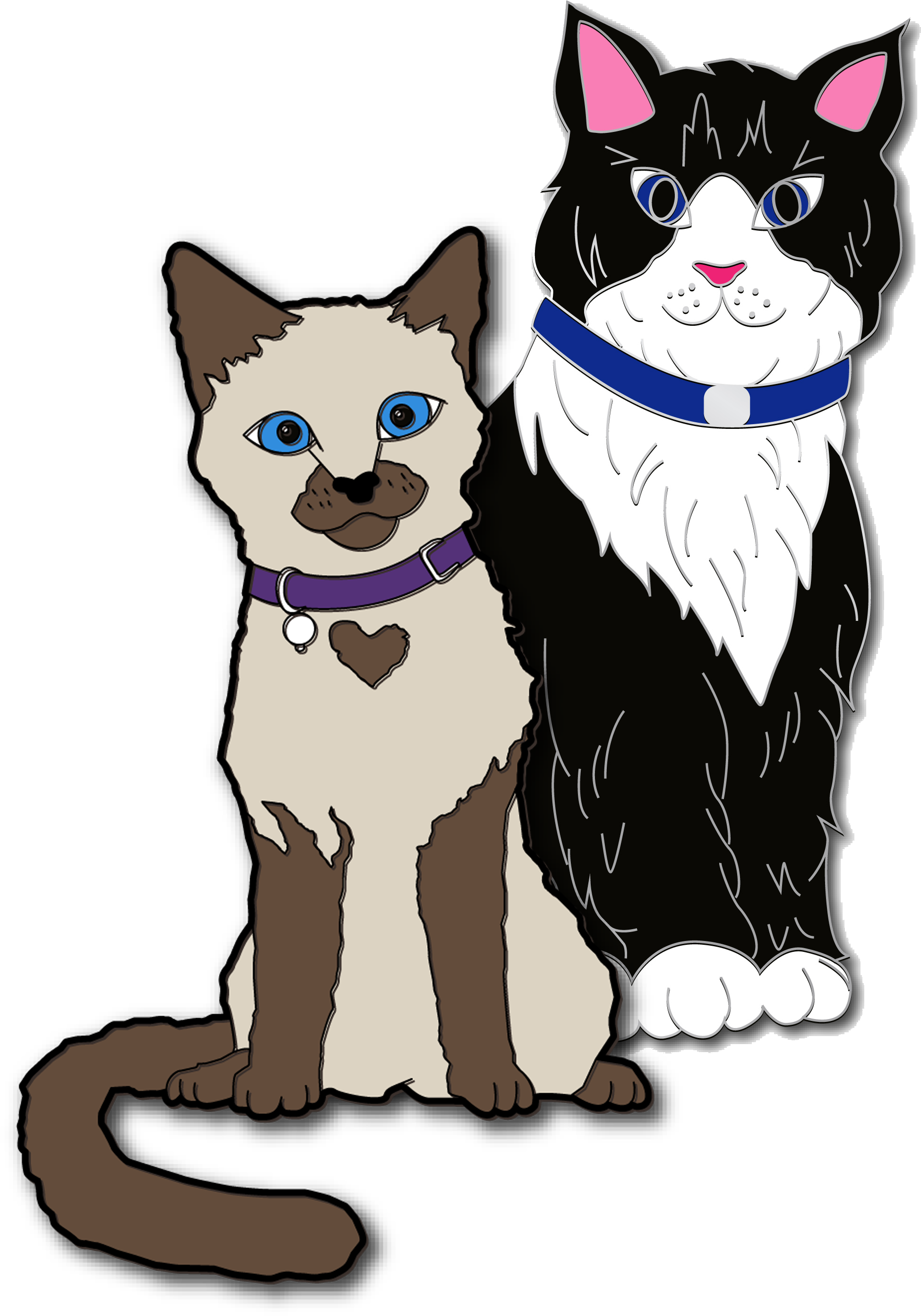 Fluffy Siamese Cat - Balinese Clipart (2060x2860), Png Download