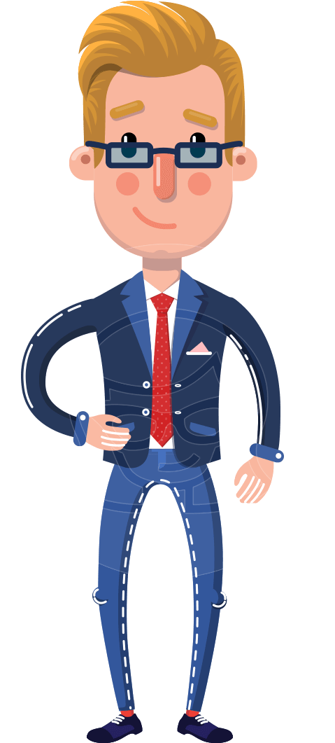 Businessman Cartoon Character In Flat Style - Character Clipart (957x1060), Png Download