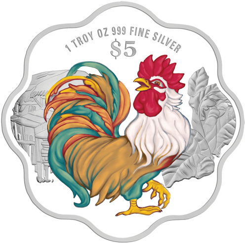 Singapore 2017 Year Of The Rooster Colored Proof Silver - Singapore Mint Coin 2017 Clipart (600x800), Png Download