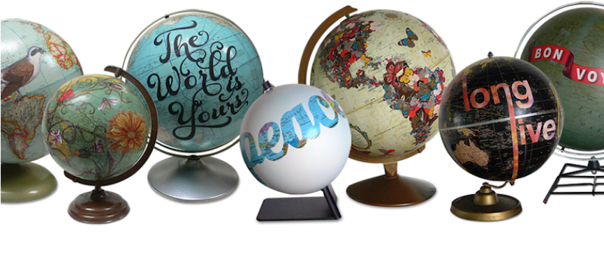 Oh The Places You Will Go - Hand Painted Globe Clipart (864x400), Png Download