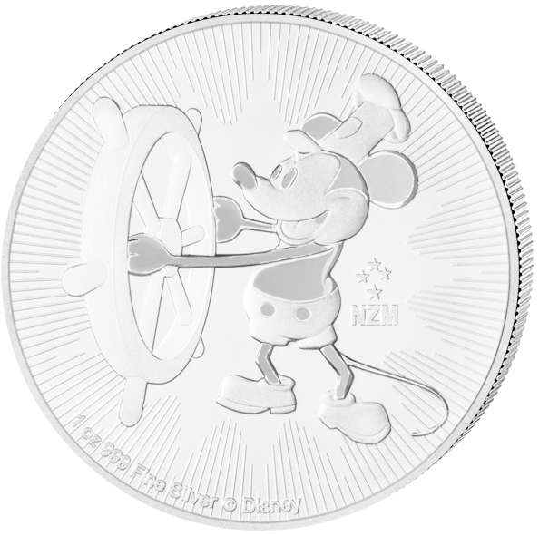 2 $ Steamboat Willie - Walt Disney Silbermünze Clipart (600x600), Png Download