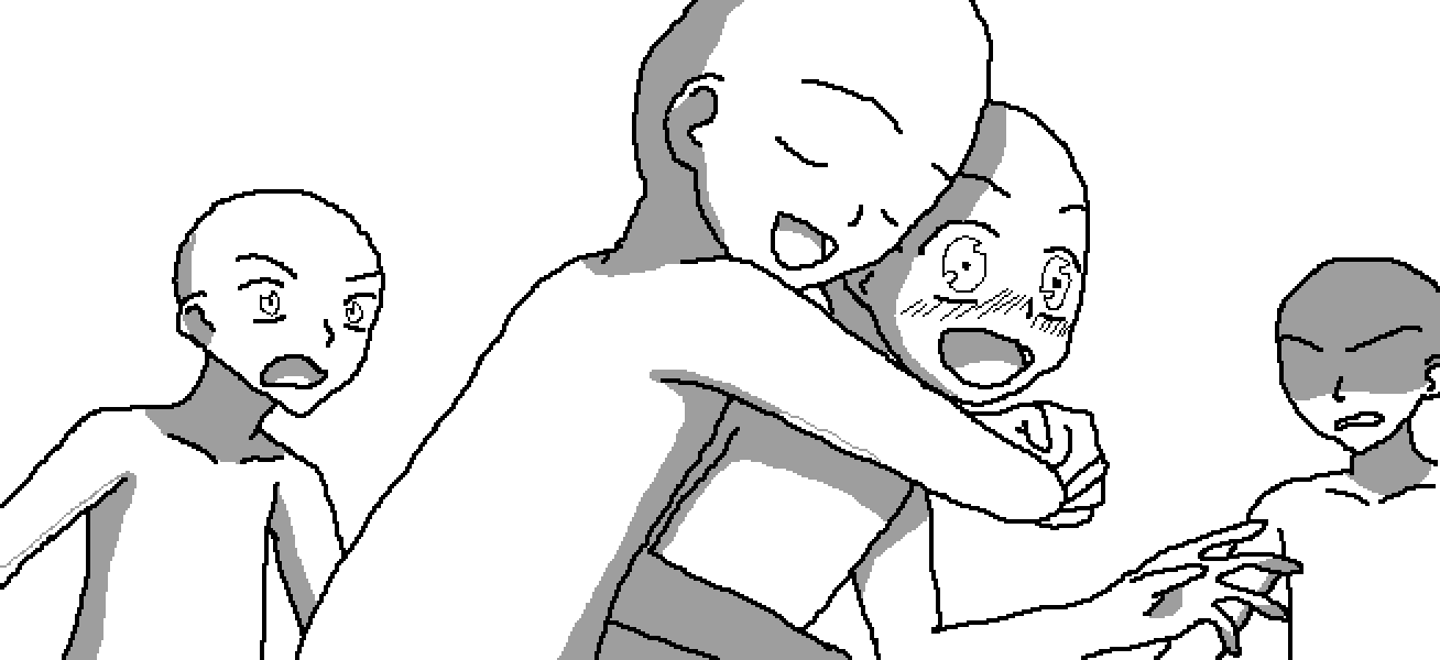 Surprise Hug Collab - Drawing Clipart (1308x600), Png Download