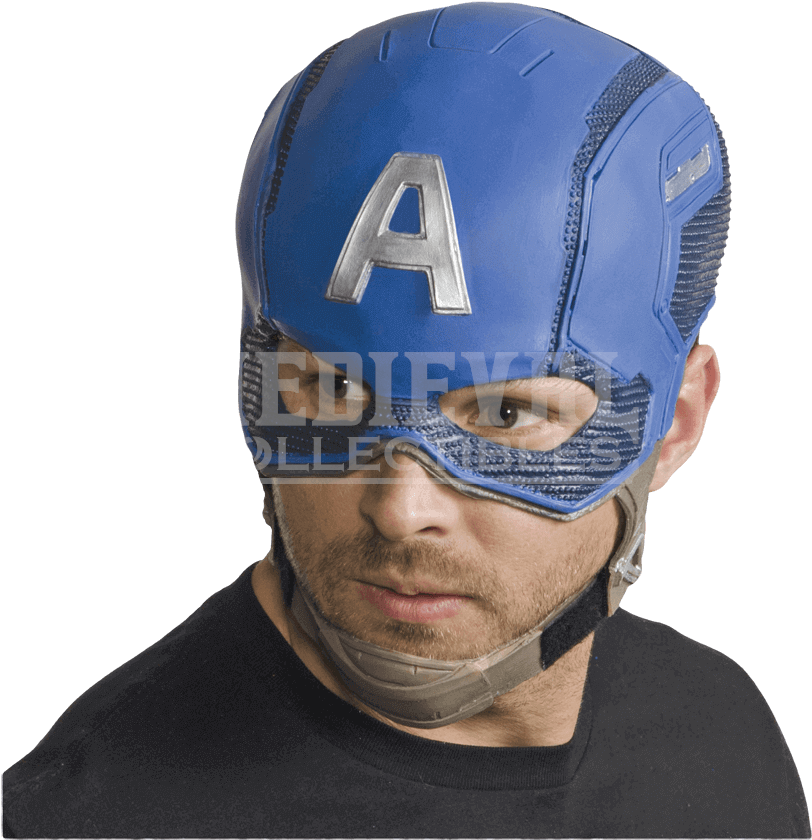 Adult Avengers 2 Captain America Full Mask - Captain America Latex Mask Clipart (850x850), Png Download