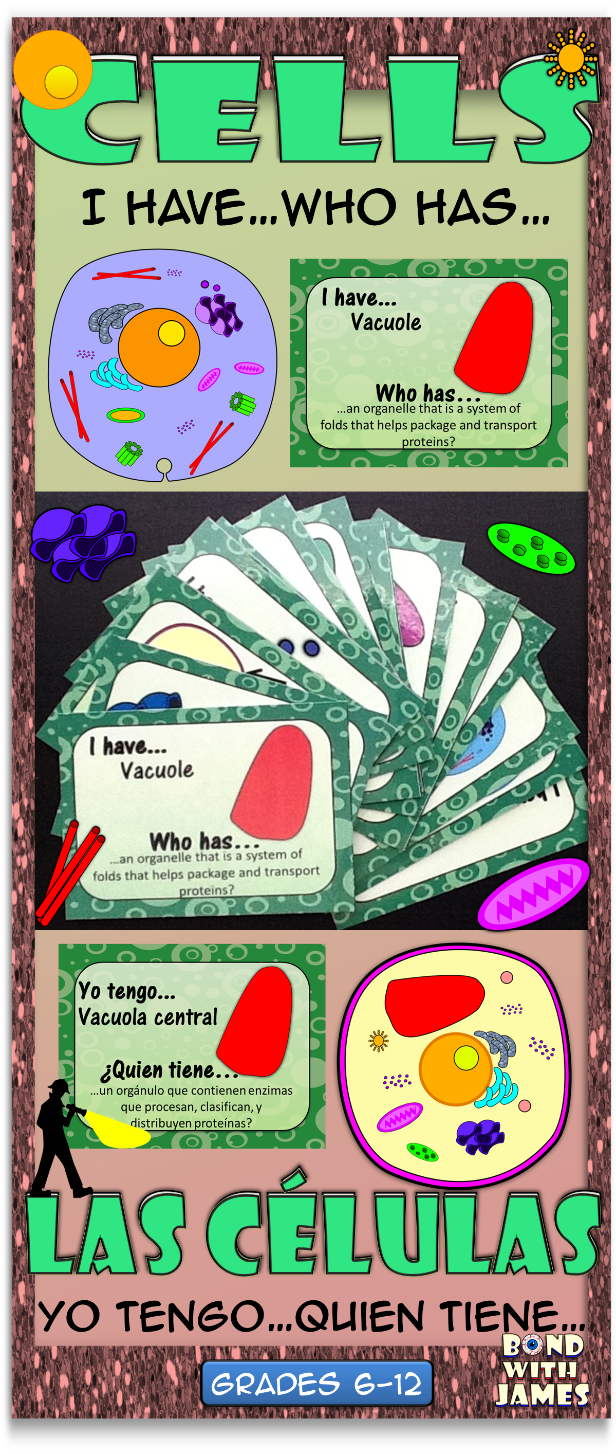 Review Cell Structures With The Cells I Have Who Has - Cartoon Clipart (1431x2838), Png Download