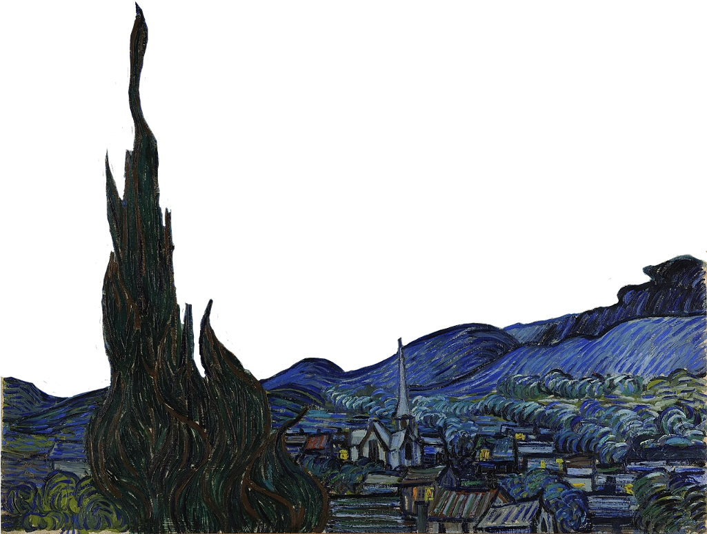 #vangogh #night #stars #moon - Starry Night Bedroom Wall Clipart (1025x775), Png Download