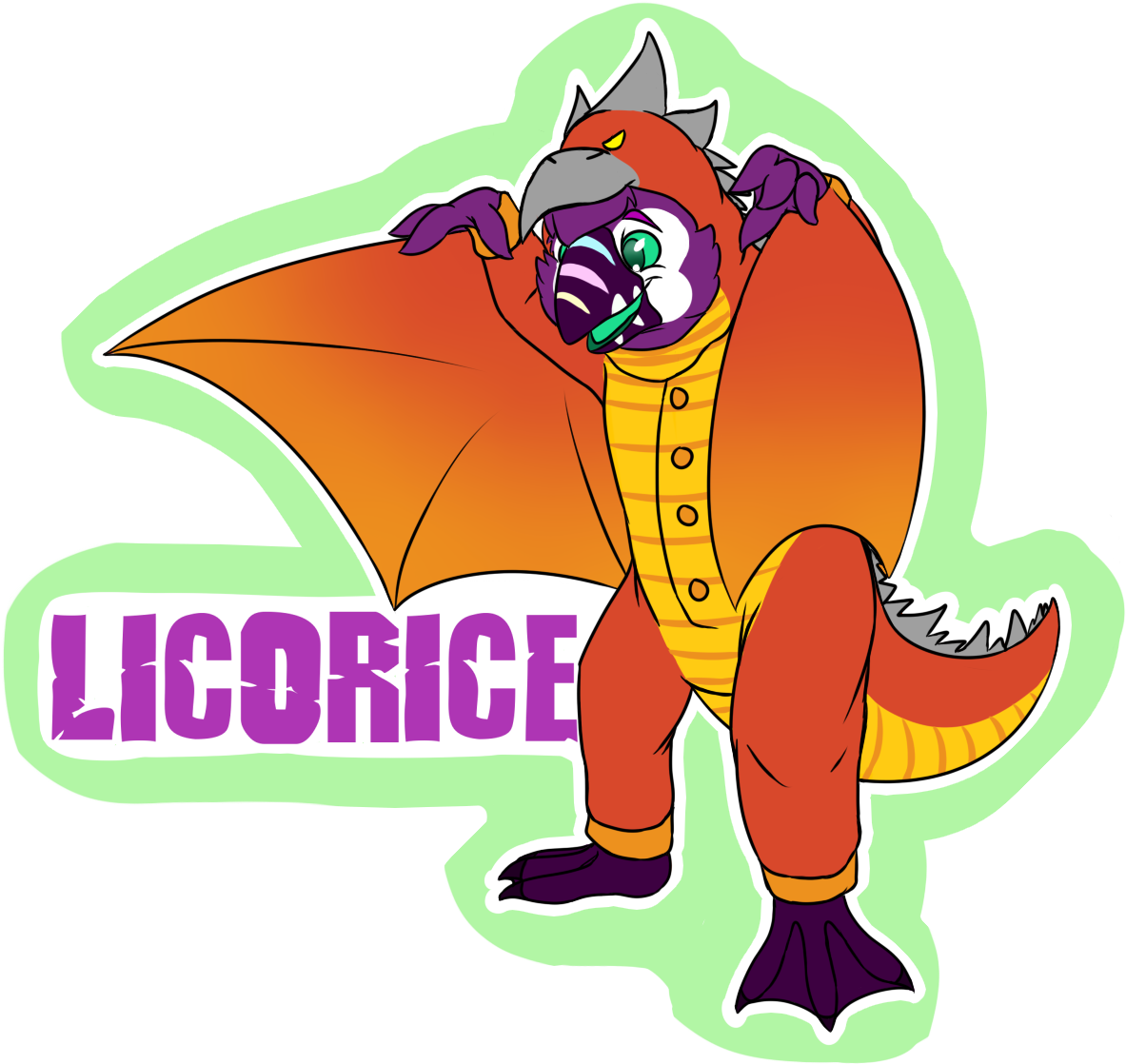 [c] Licorice Ac Kaiju Badge - Cartoon Clipart (1281x1204), Png Download