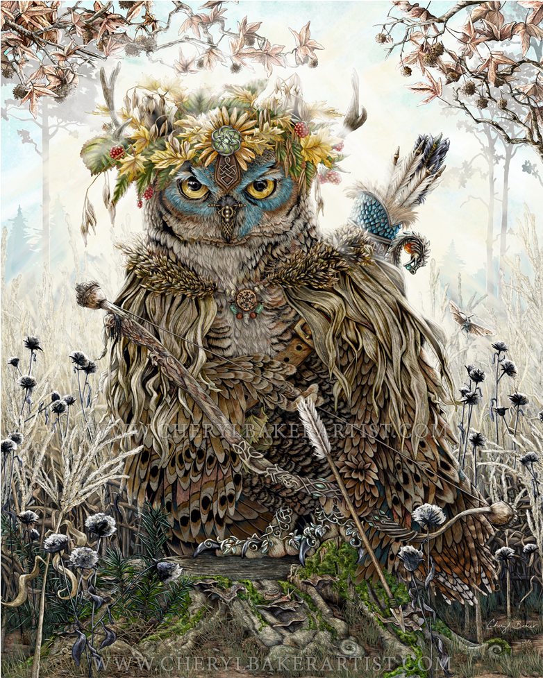 Great Horned Owl - Great Horned Owl Art Clipart (1000x1000), Png Download