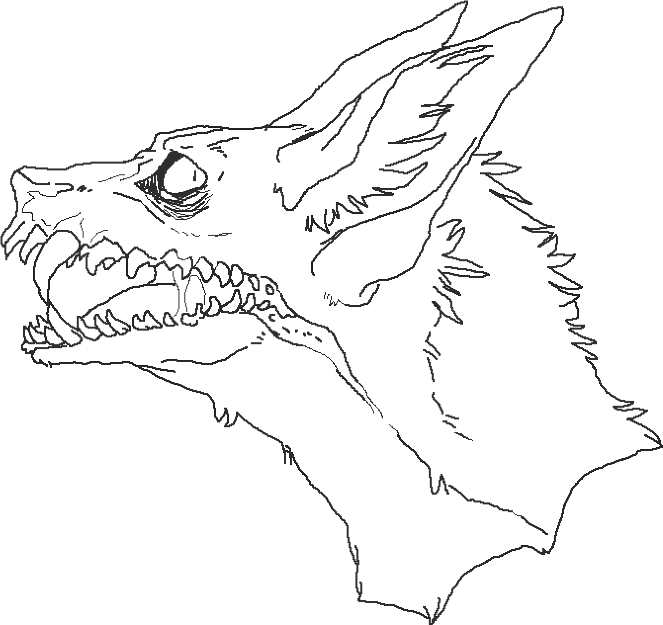 Kaiju - Line Art Clipart (1400x1400), Png Download