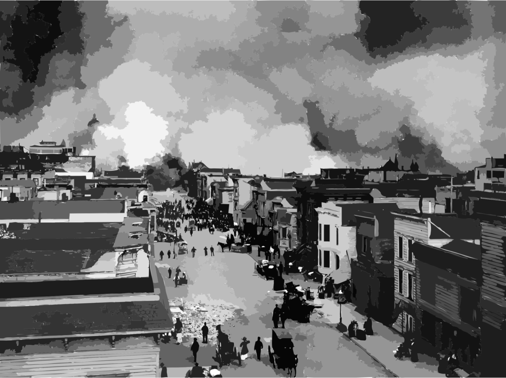 1906 San Francisco Earthquake Looking Down Sacramento - 1905 San Francisco Earthquake Clipart (1003x750), Png Download