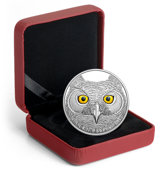 *the Great Horned Owl - Canadian Silver Coin 2017 Year Of The Rooster Clipart (570x570), Png Download