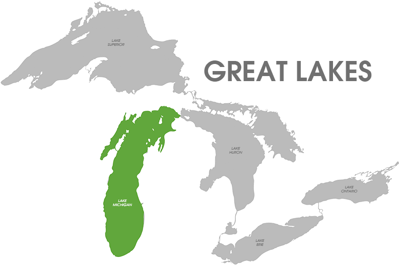 Lake Michigan Info - Great Lakes Outline Vector Clipart (800x534), Png Download