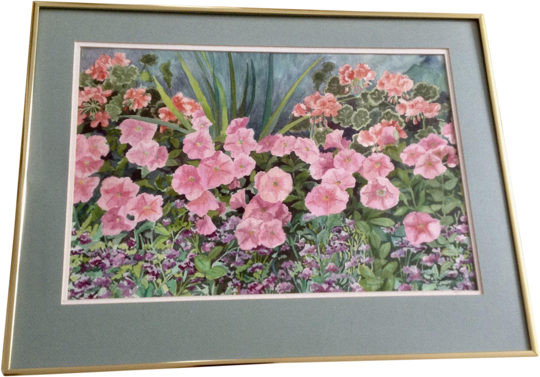 Floral Landscape Pink And Purple Petunia And Geranium - Petunia Clipart (1825x1276), Png Download