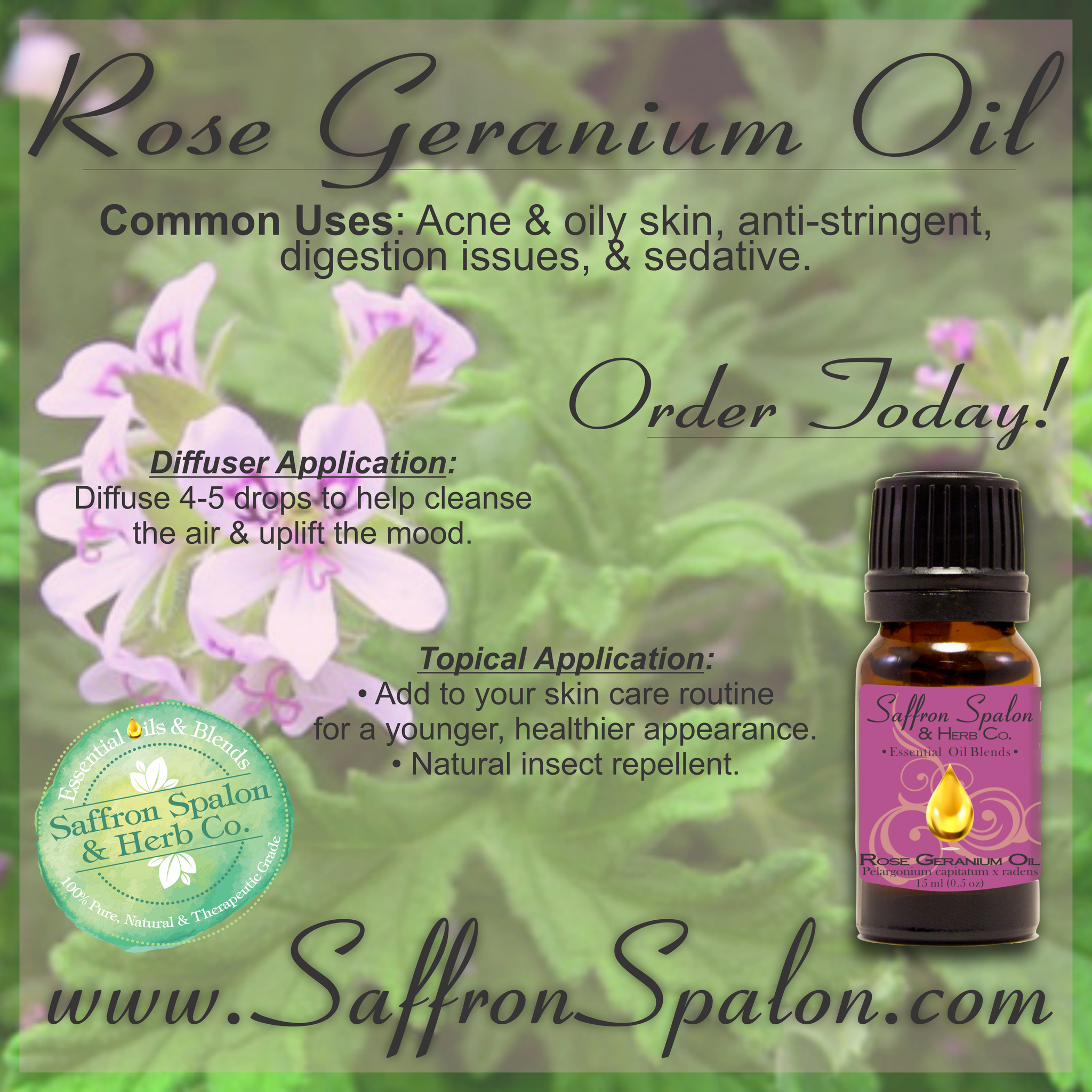 Rose Geranium Essential Oil • 15ml Clipart (2048x2048), Png Download