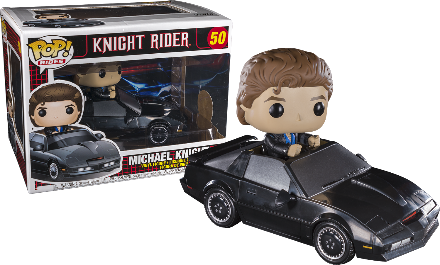 Michael Knight With Kitt Pop Rides Vinyl Figure - Knight Rider Funko Pop Clipart (1500x904), Png Download