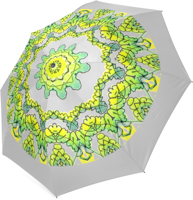 Glowing Green Leaves Flower Arches Star Mandala Light - Umbrella Clipart (1000x1000), Png Download